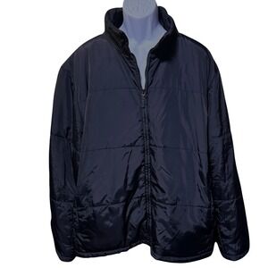 Eddie Bauer Black Puffer Jacket Full Zip Insulated Nylon Coat‎ Men's XXL